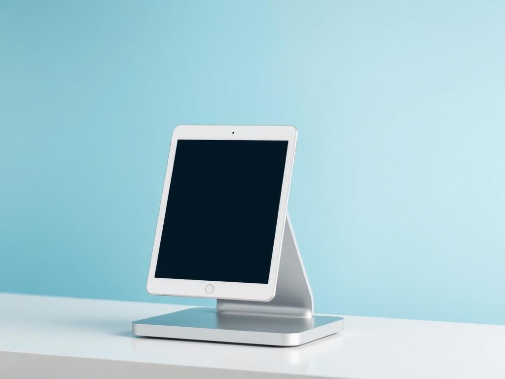 Tablet de check-in en soporte premium para recepción